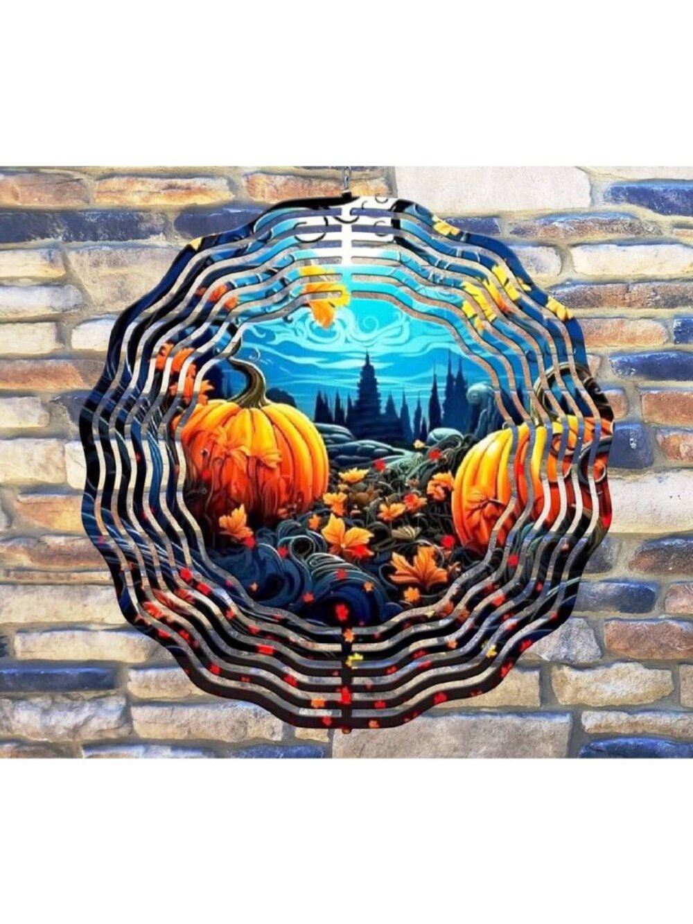 10" Pumpkin Patch Night Halloween Wind Spinner Yard Art Decor 3D Kinetic rws122